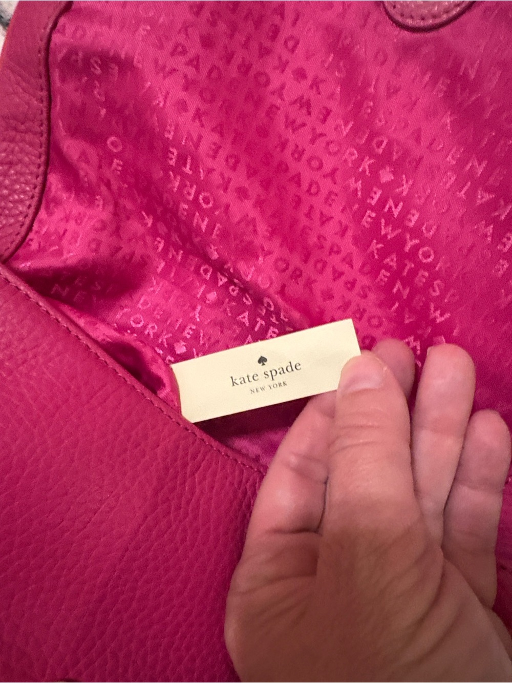kate spade Hot Pink Pebbled Leather Crossbody with Tassel. Medium size - Picture 8 of 9